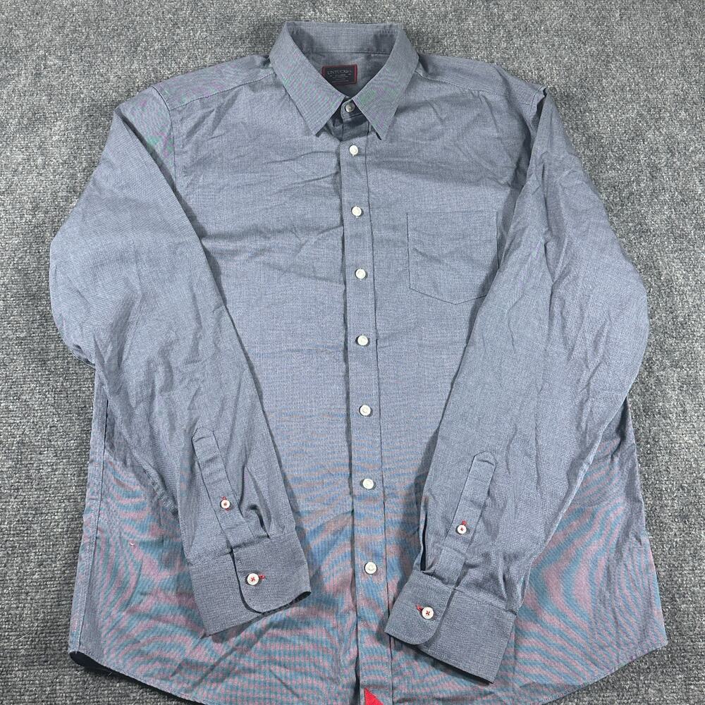 UNTUCKit Mens XL Tall Blue Wrinkle Free 100% Cotton Long Sleeve Button Shirt